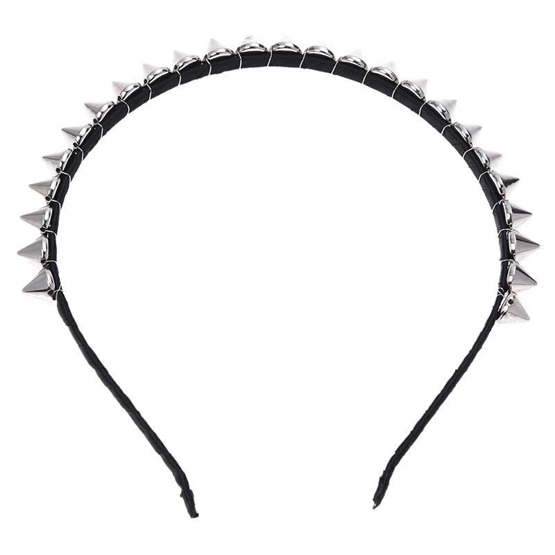 Metal Rivet Headband Punk Hair Accessory with Spike Studs for Women