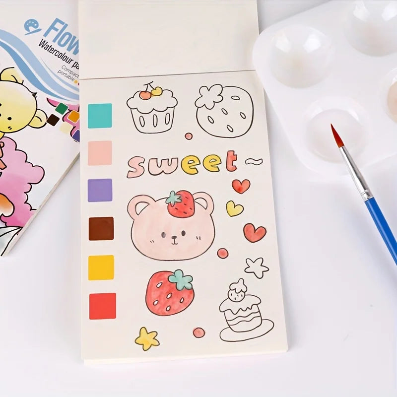 Watercolor Painting Kit with 1 Book and Pen - Self-contained Art & Craft Set