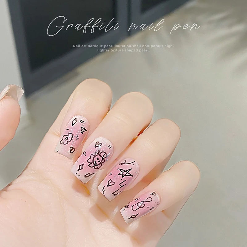 Waterproof Nail Art Graffiti Line Pen Set for Fine Pattern Drawing