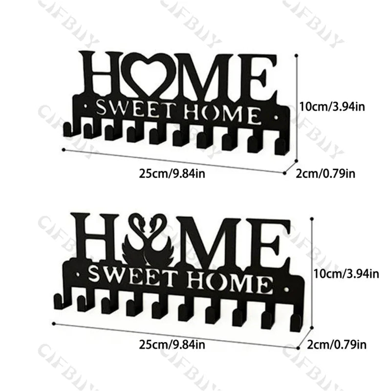Metal Wall Hooks Key Holder - Wall Mounted Coat Rack for Home & Kitchen