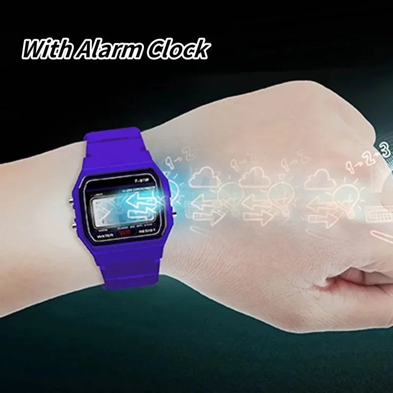 Digital Sport LED Watches for Men Women Kids Small Square Dial Silicone Band