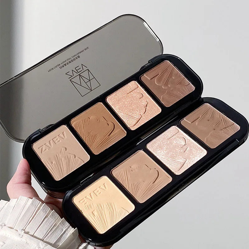 3D Contour & Highlighter Makeup Palette with Multiple Colors for Face Shading