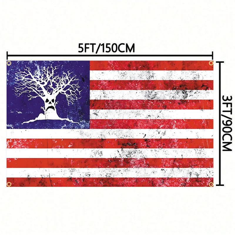 Haunted Mound Flag Wall Tapestry - Cemetery Tree Music USA Flag Decor