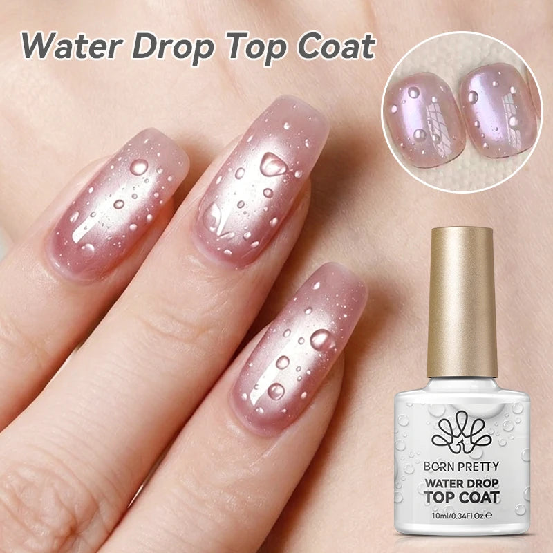 10ml Water Drop Top Coat Clear Nail Art Gel Polish for 3D Manicure & Crystals