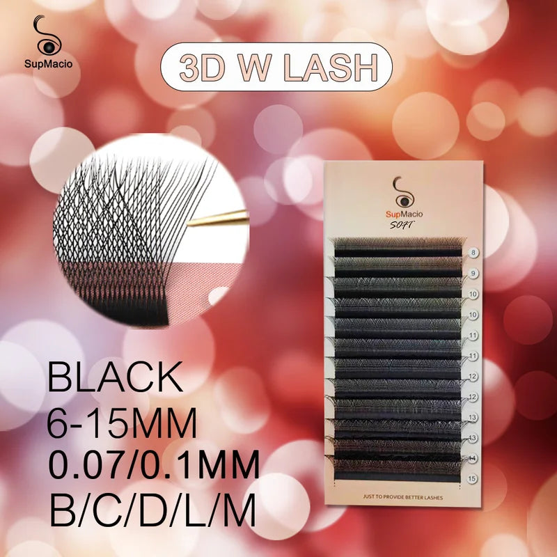 3D W Shape Eyelash Extensions Kit - Natural Soft Volume False Lashes