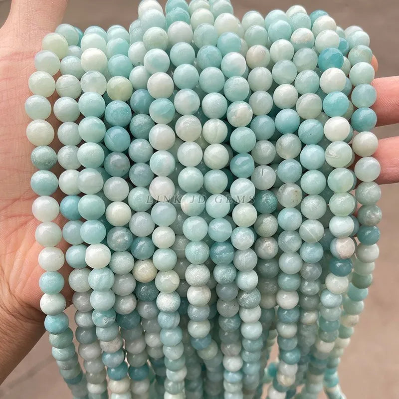 Natural Amazonite Stone Beads Round Loose Jewelry Making Beads 5-12mm