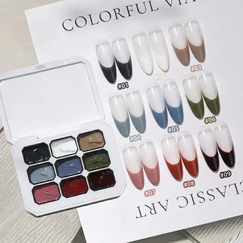 9-Color Gel Nail Polish Set - Trendy Vibrant Manicure Colors, Easy Single Layer Application