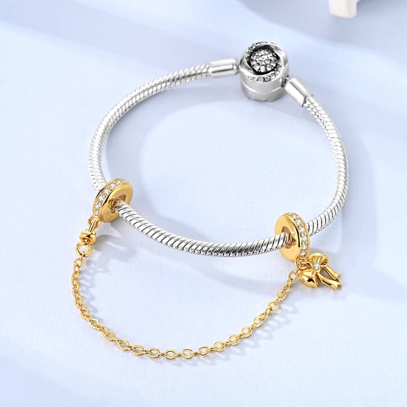 Safety Chain Clasp Clip Charms for Bracelets Sterling Silver Jewelry DIY Accessory
