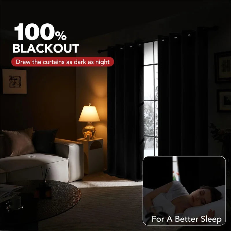 Winter Thickened Cotton Blackout Insulated Curtains for Bedroom & Living Room