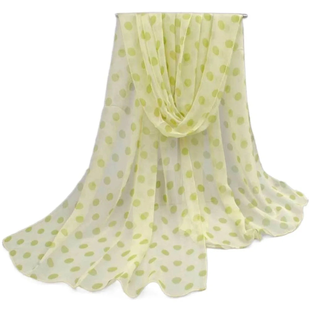 Polka Dot Chiffon Scarf Ladies Summer Neck Wrap Soft Head Covering