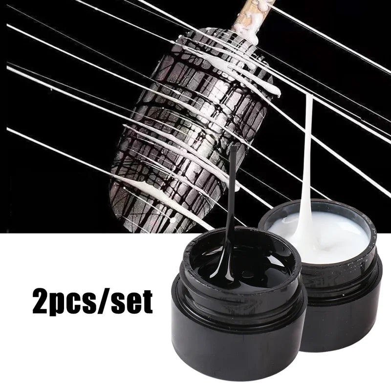 Black and White Spider Nail Drawing Gel Set – UV Semi-Permanent Web Art