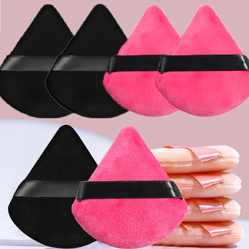 8-Piece Triangle Velvet Makeup Sponges Set for Face & Eye Contouring Wet Dry Use