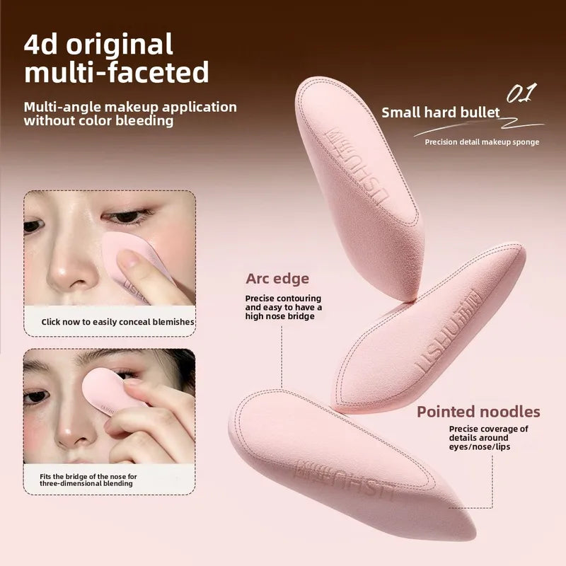 Finger Shape Makeup Sponge Set - Reusable Precision Face Cosmetic Puffs for Foundation & Highlighter
