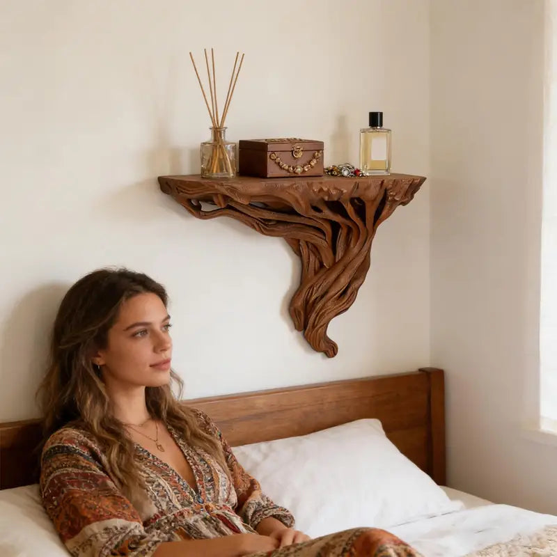 Tree Root Wall Shelf Bohemian Rustic Floating Storage Rack Wall Mount Decor