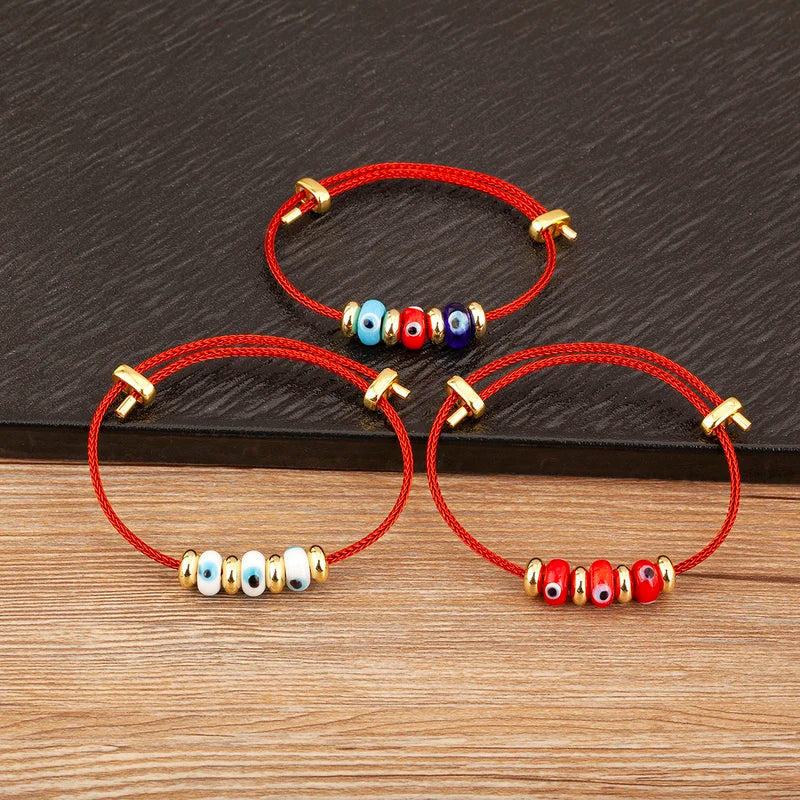 Evil Eye Rope Charm Bracelet for Women Adjustable Punk Jewelry Gift