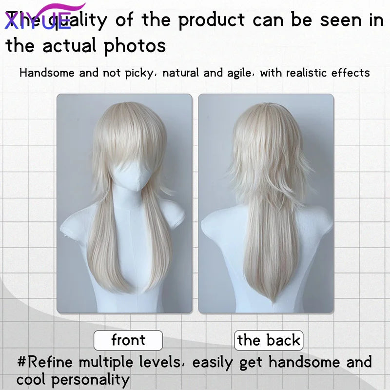 Blonde Mullet Wig Synthetic Long Straight Fluffy Cosplay Party Wig - Multiple Colors