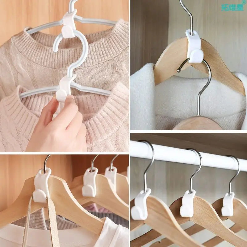 60PCS Plastic Hanger Connection Hooks Stackable Space-Saving Closet Organizer