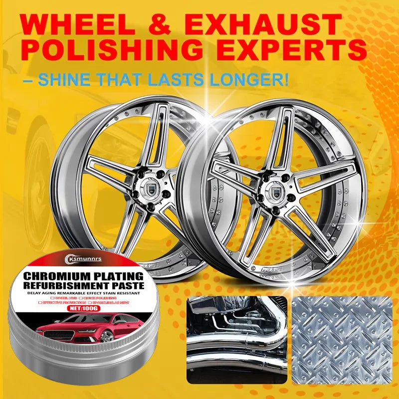 Universal Chrome Polish & Restorer Wax for Wheels Exhaust Tips Vehicle Accents