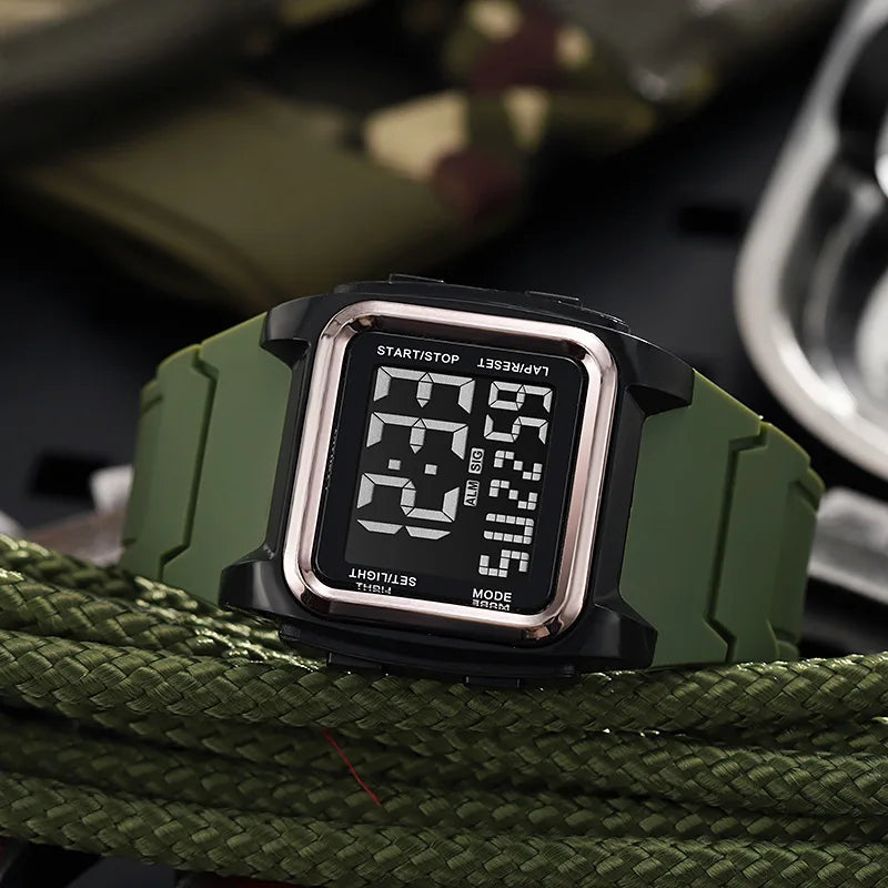 Men's Digital Sports Watch Waterproof LED Luminous Stopwatch Alarm Clock