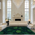 Large Jungle Rug with Monstera Leaf Pattern - Non-Slip Washable Green Botanical Living Room Carpet