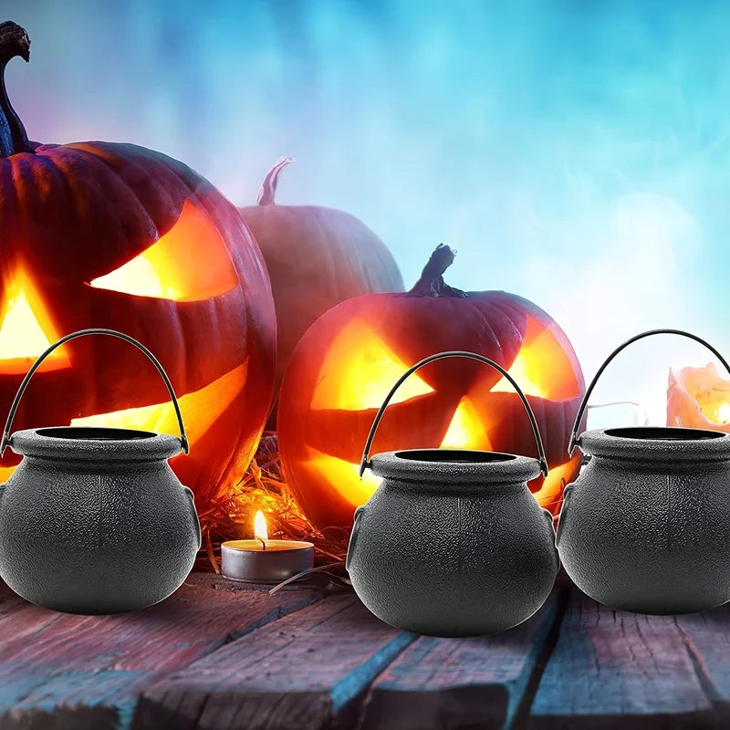 6pcs Halloween Witch Cauldron Candy Jars Mini Trick-or-Treat Decoration Props