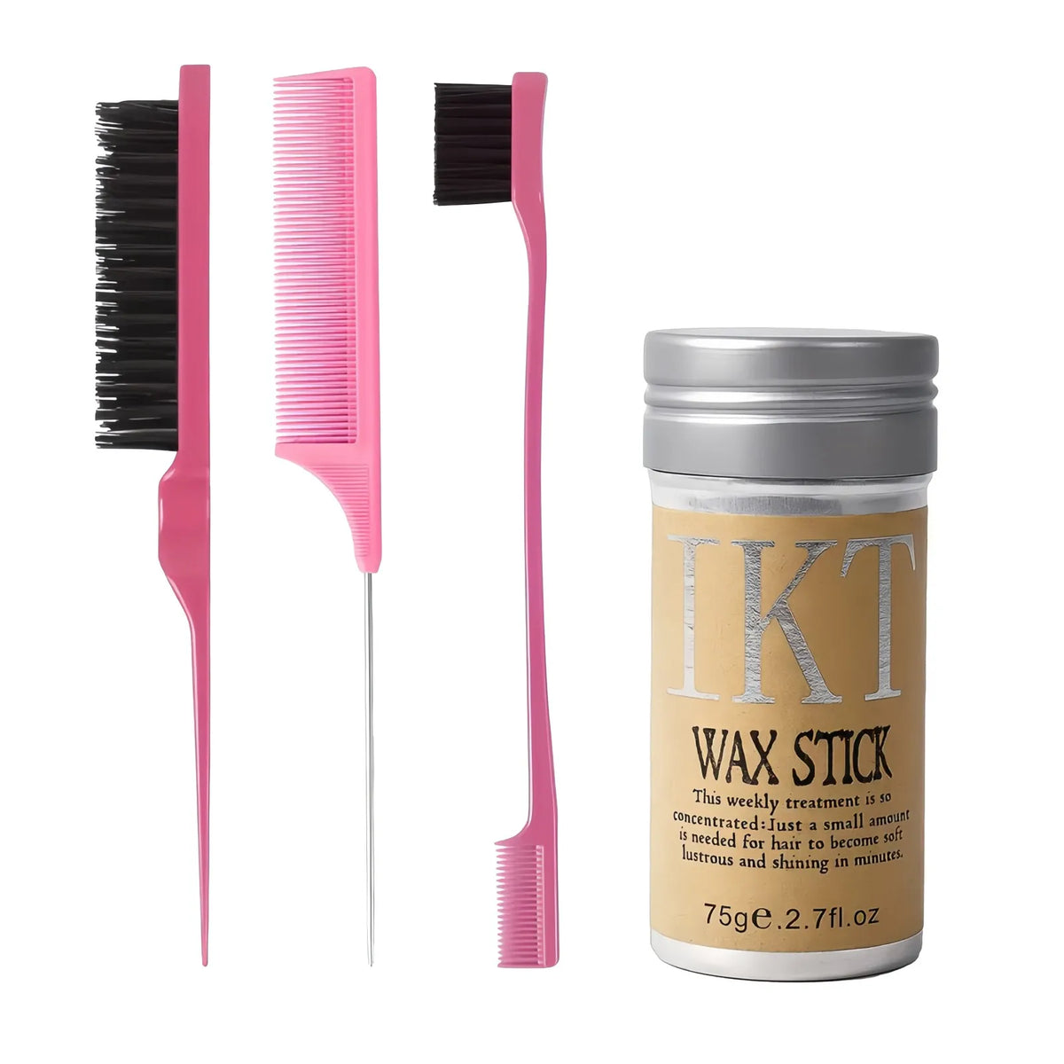 Women Hair Wax Stick Set with Slick Back Brushes & Gel Pomade for Kids Little Girls Toddler Styling