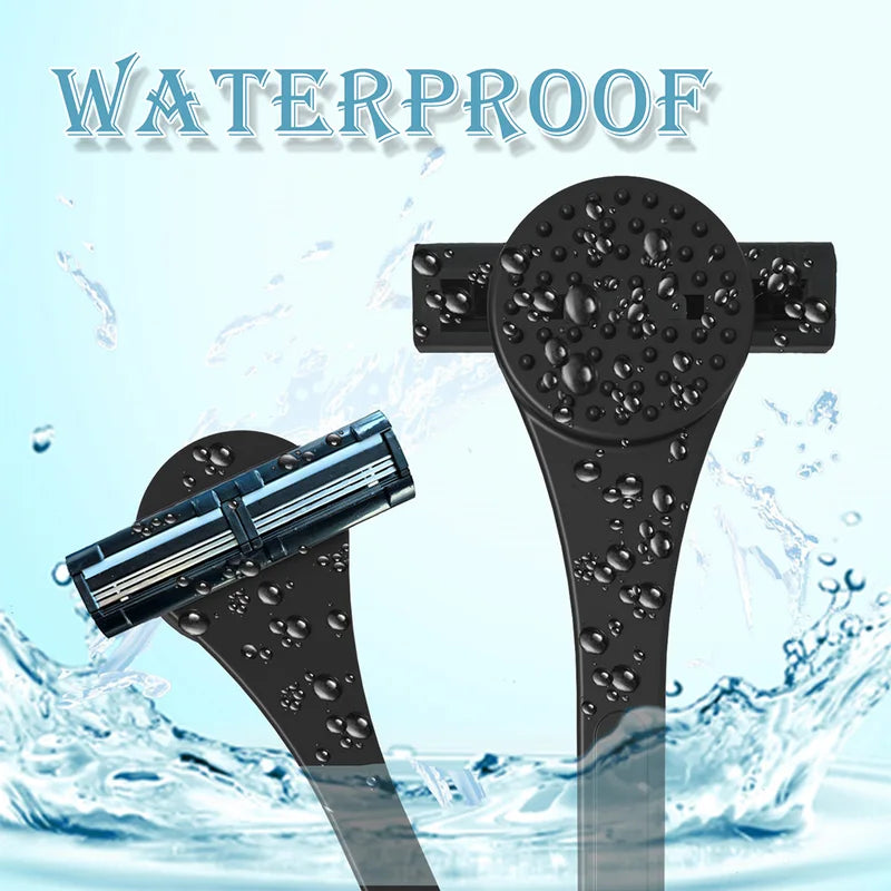 Men's 2-in-1 Silicone Back Shaver & Scrubber with 3-Layer 6-Blade Razor