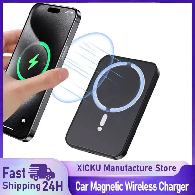 Magnetic Wireless Car Charger with Air Vent Mount for iPhone 12-17 - Fast Charging & Adjustable View