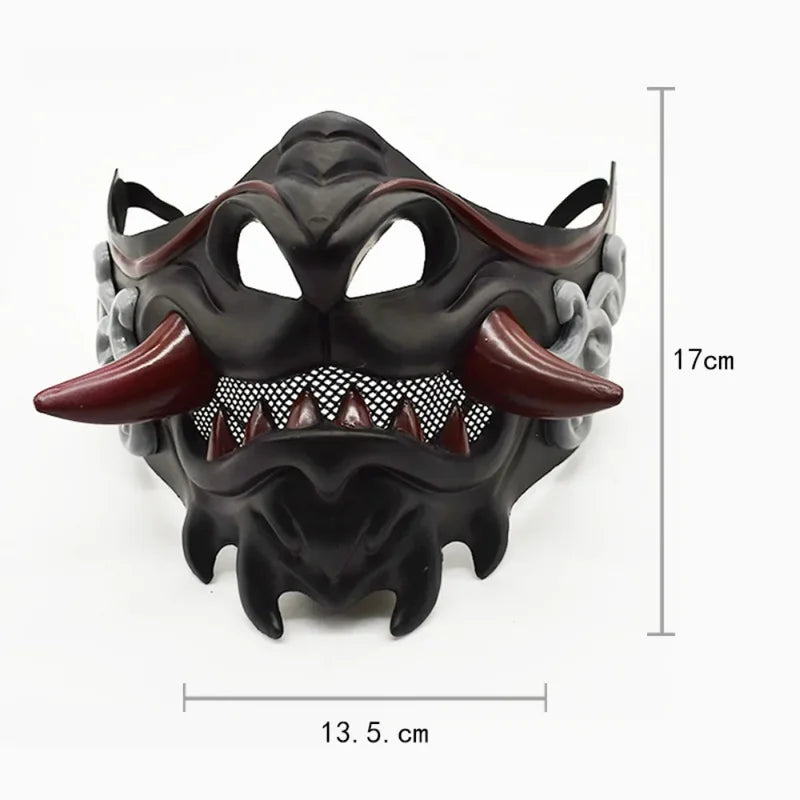 Halloween Oni Demon Mask - Japanese Samurai Plastic Costume Mask for Party & Cosplay
