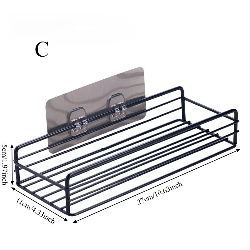 Punch-Free Wall-Mounted Kitchen & Bathroom Storage Rack for Cabinets