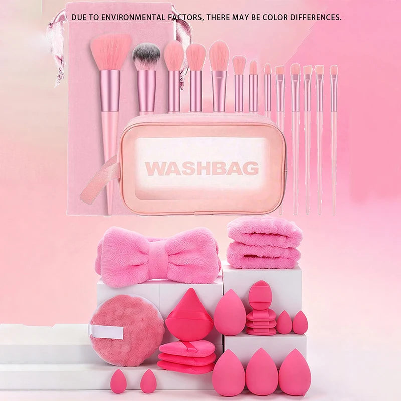 35-Piece Makeup Kit with Waterproof Toiletry Bag and Brush Set