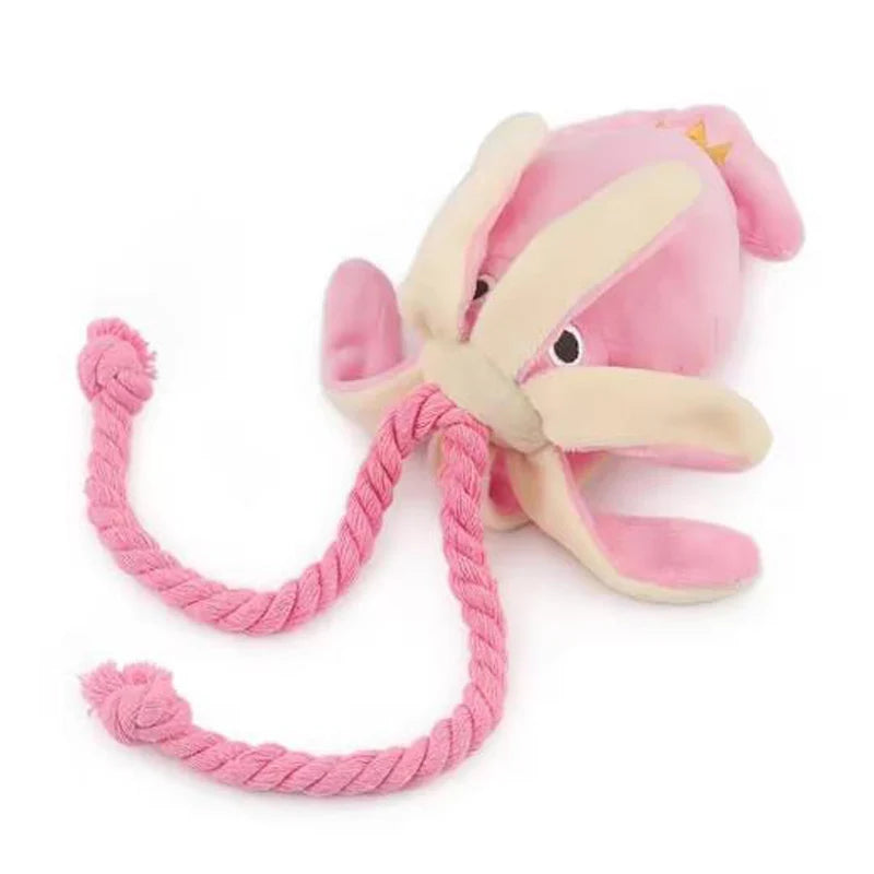 Sound-Emitting Cotton Rope Dog and Cat Toy Octopus - Durable Chew & Interactive Play