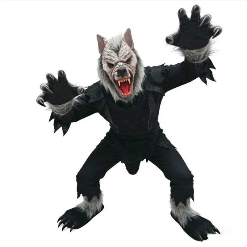 Werewolf Costume Kit with Mask Claws Gloves for Halloween Cosplay Role Play