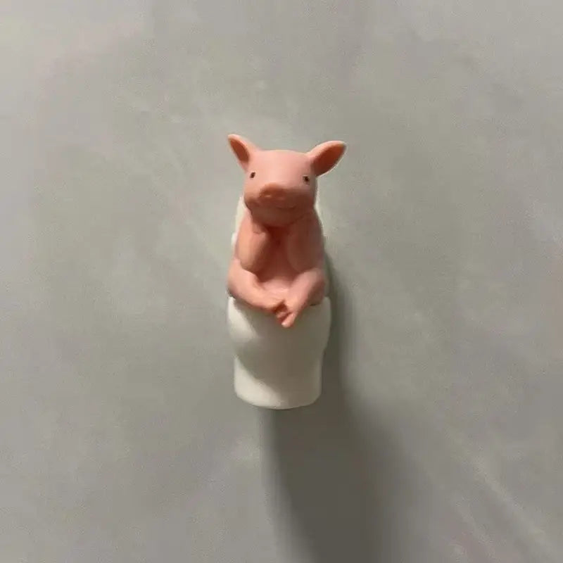 Pink Pig on Toilet Figurine - Whimsical PVC Home & Office Decor