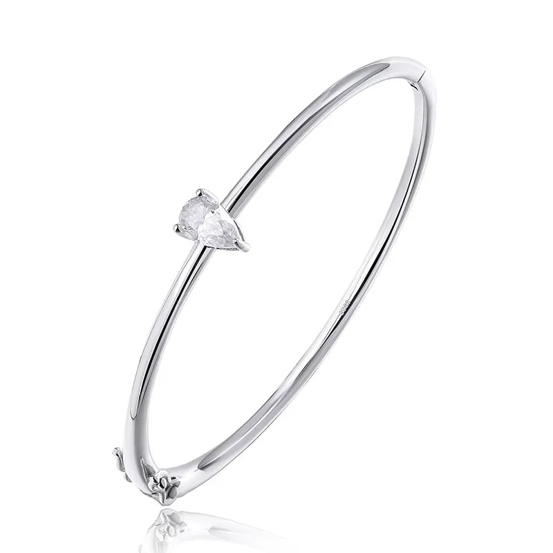 Pear Cut Moissanite Silver Bracelet for Women - Certified Lab Diamond Jewelry