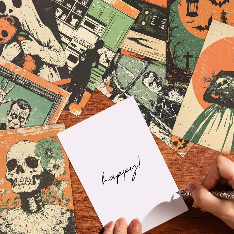 20pcs Spooky Skeletons Halloween Postcards Wall Art Decorations Gift Set