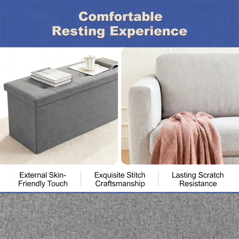 Heavy-Duty Multi-Purpose Folding Storage Ottoman Bench for Indoor & Outdoor Use
