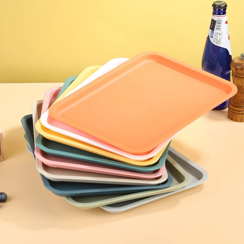 Rectangular Plastic Food Storage Tray - Multi-Color Food Serving Plate