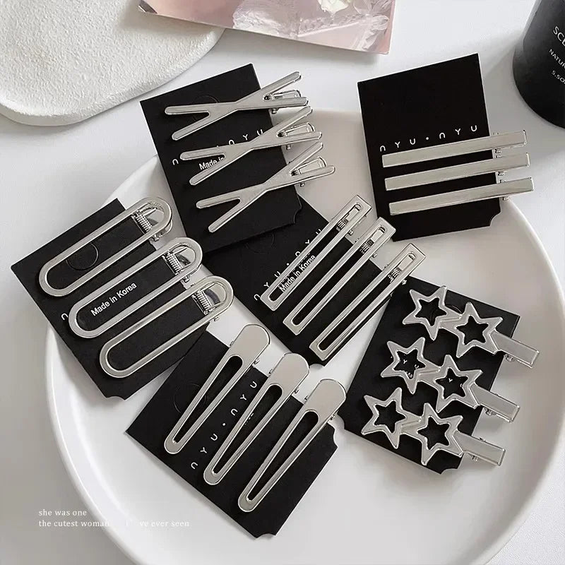 3Pcs Geometric Metal Hairpins Set Non Slip Hair Clips for Women
