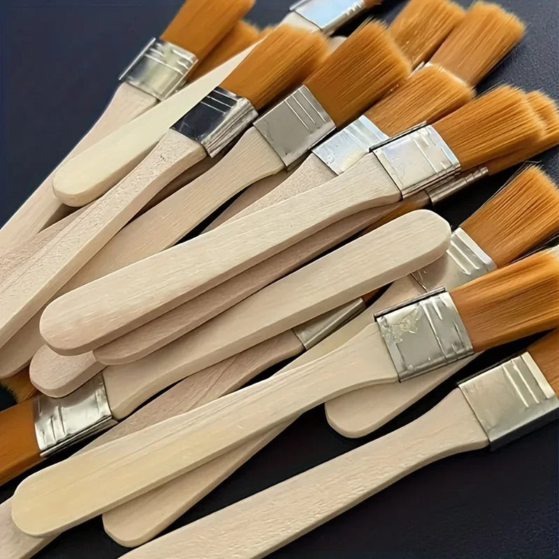 Nylon Art Paint Brush Set with Short Wooden Handles - Watercolor & Craft Tools, 24 or 48 Pieces