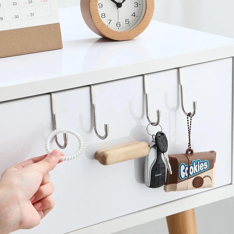 304 Stainless Steel S-Shape Double Hook for Kitchen Bathroom Cabinet Door Storage