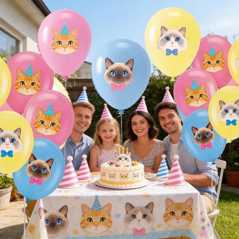 Cat Latex Balloons 12 Inch Cute Kitten Balloons for Birthday Baby Shower Pet Cat Party Decorations