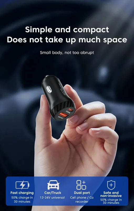 PD65W USB-C & USB-A Car Charger for iPhone Samsung Pixel 100W Max
