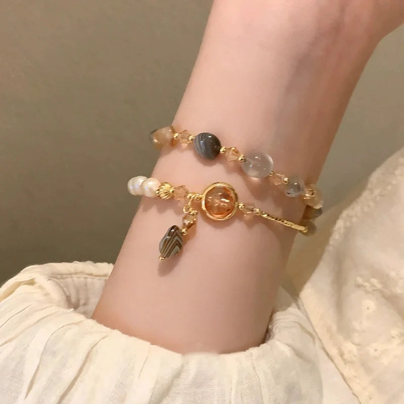 Layered Pearl Bracelet for Women - Summer Crystal Jewelry Gift