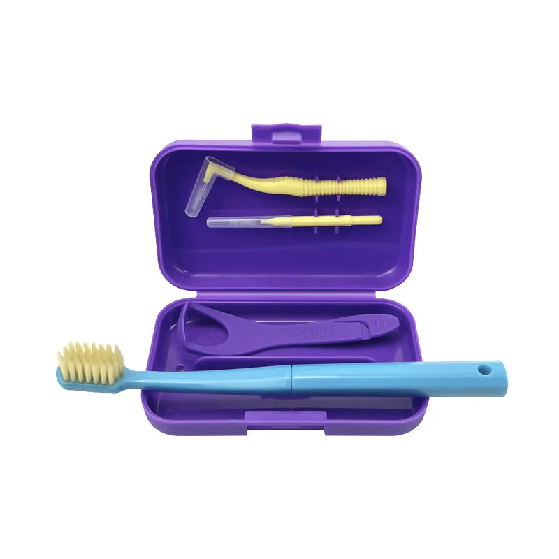 Orthodontic Toothbrush Kit with Tongue Scraper & Interdental Brushes — Portable Oral Hygiene Set
