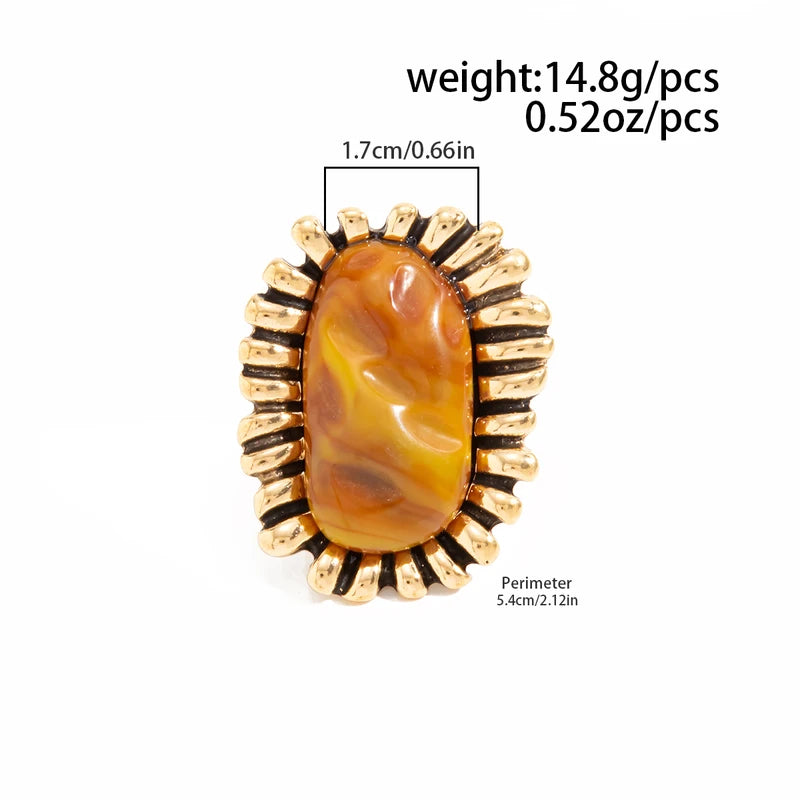 Vintage Resin Sunflower Chunky Ring for Women - Irregular Charm Jewelry