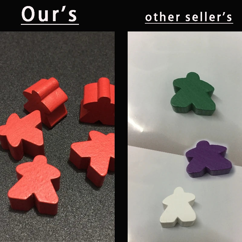 Wooden Meeples Board Game Pieces Set - 14 Colors, 16mm Replacement Pawns
