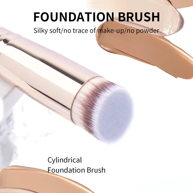 2PCS Makeup Brush Set for Foundation, Blush & Contour - Synthetic Face Brushes