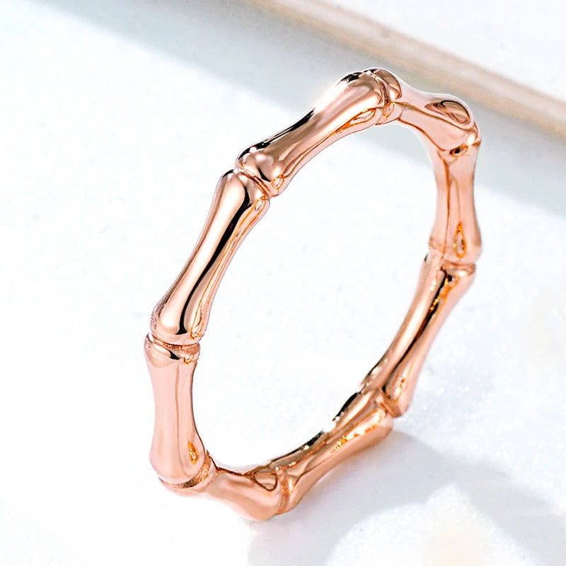 Bamboo Shape Stainless Steel Ring for Women - Decorative Party Jewelry