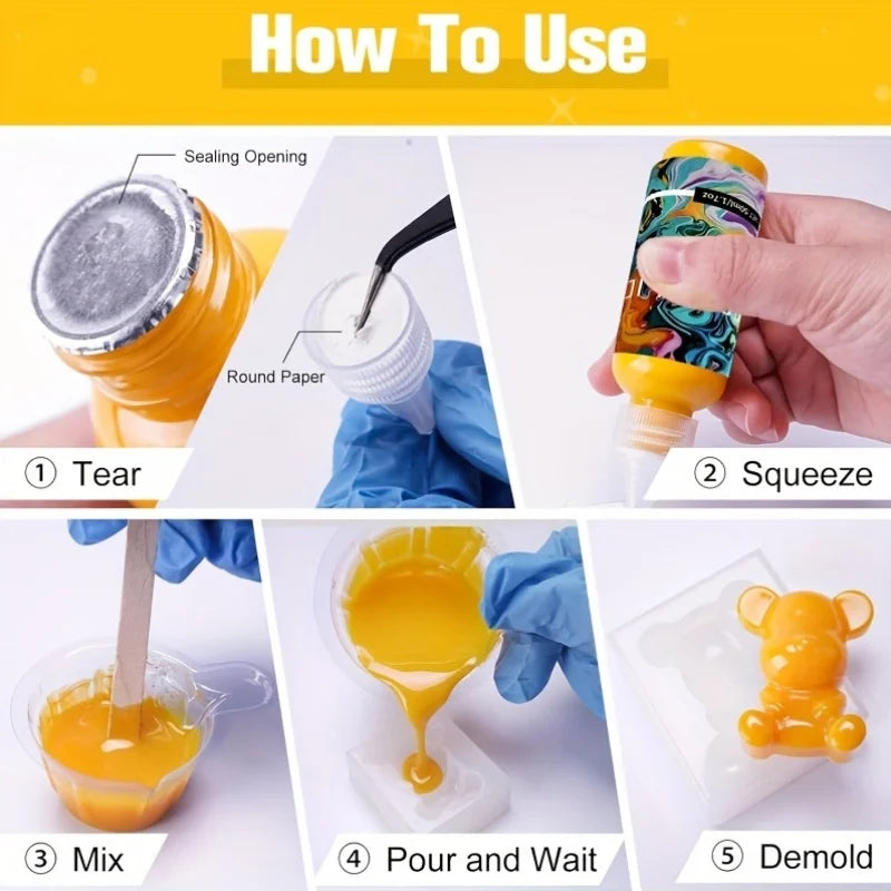 Pigment Paste for Epoxy Resin - 6 Colors Opaque Liquid Dye for Art & DIY Projects